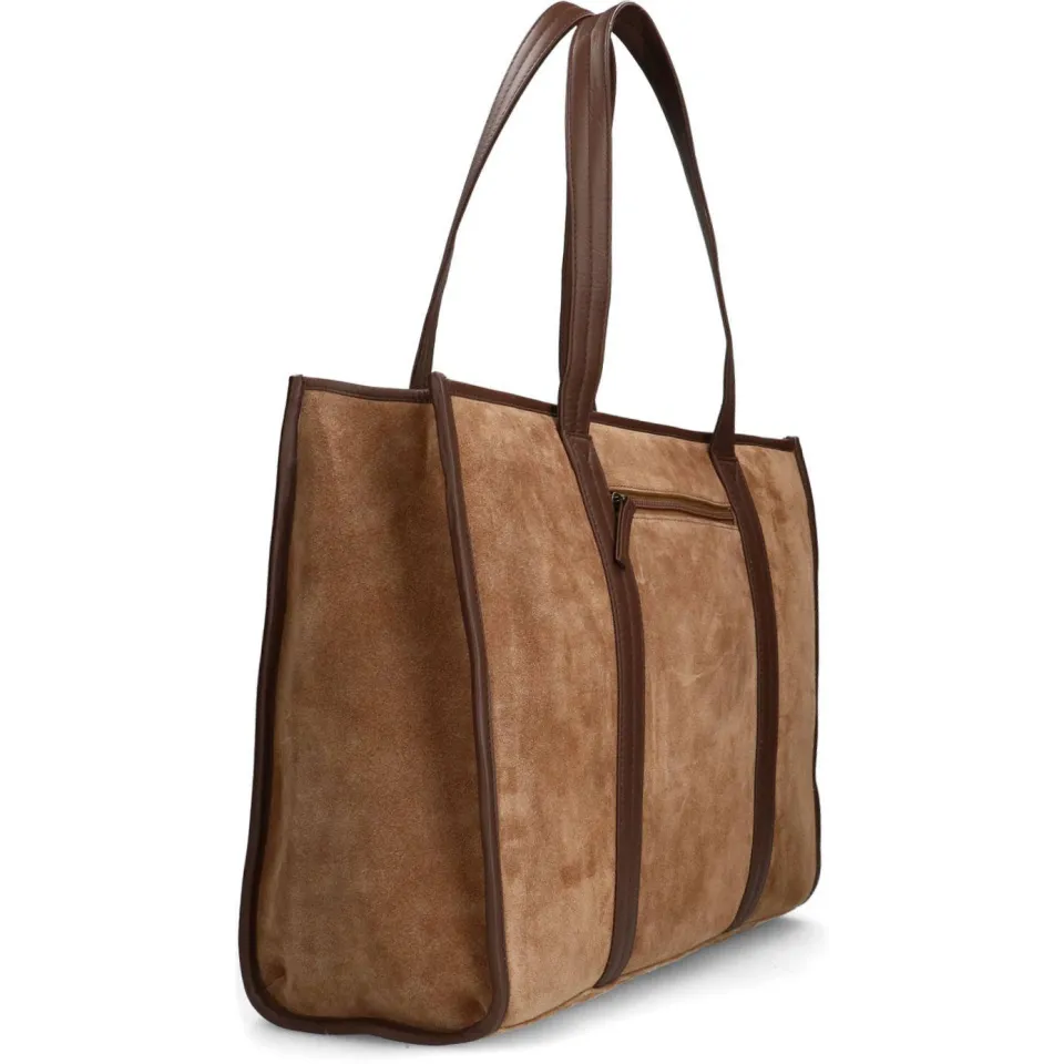 Manfield leren shopper taupe, foto 2