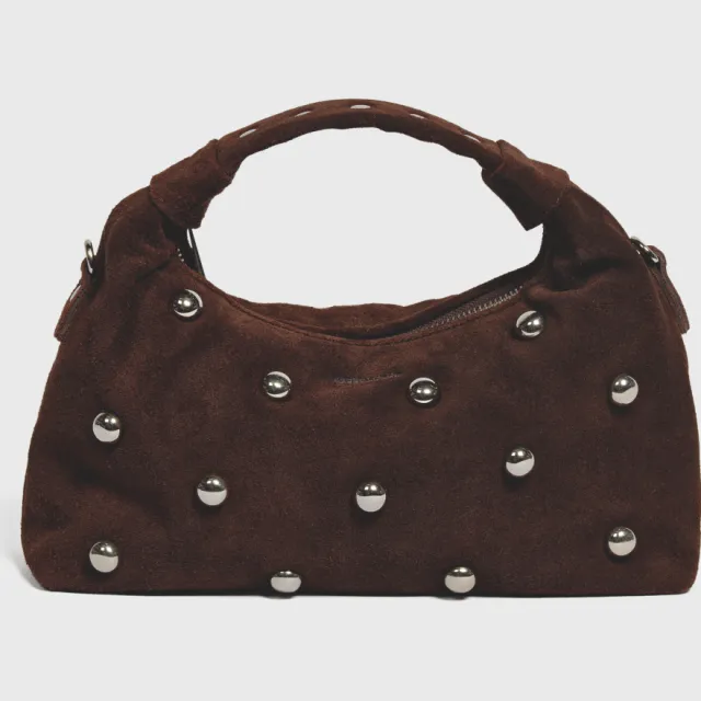 Nunoo Dandy Rivet Suede handtas bruin