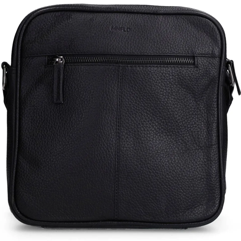 Manfield leren crossbody tas zwart