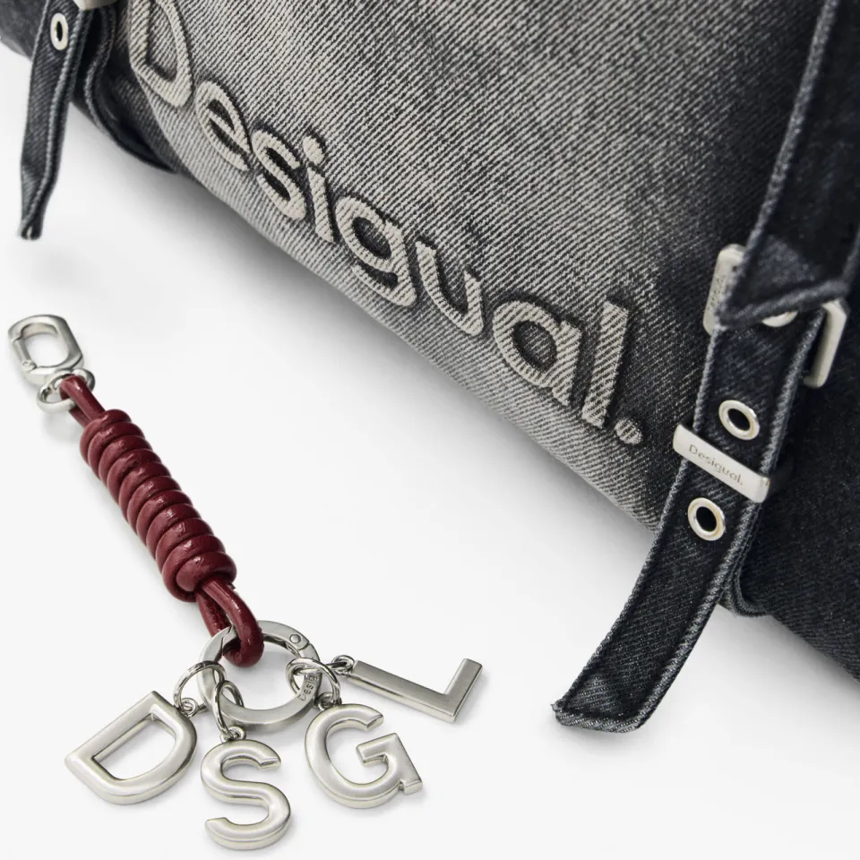 Desigual Half Logo denim shopper donkergrijs, foto 4