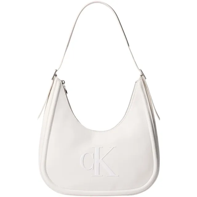 Calvin Klein Bold Ck crescent schoudertas wit