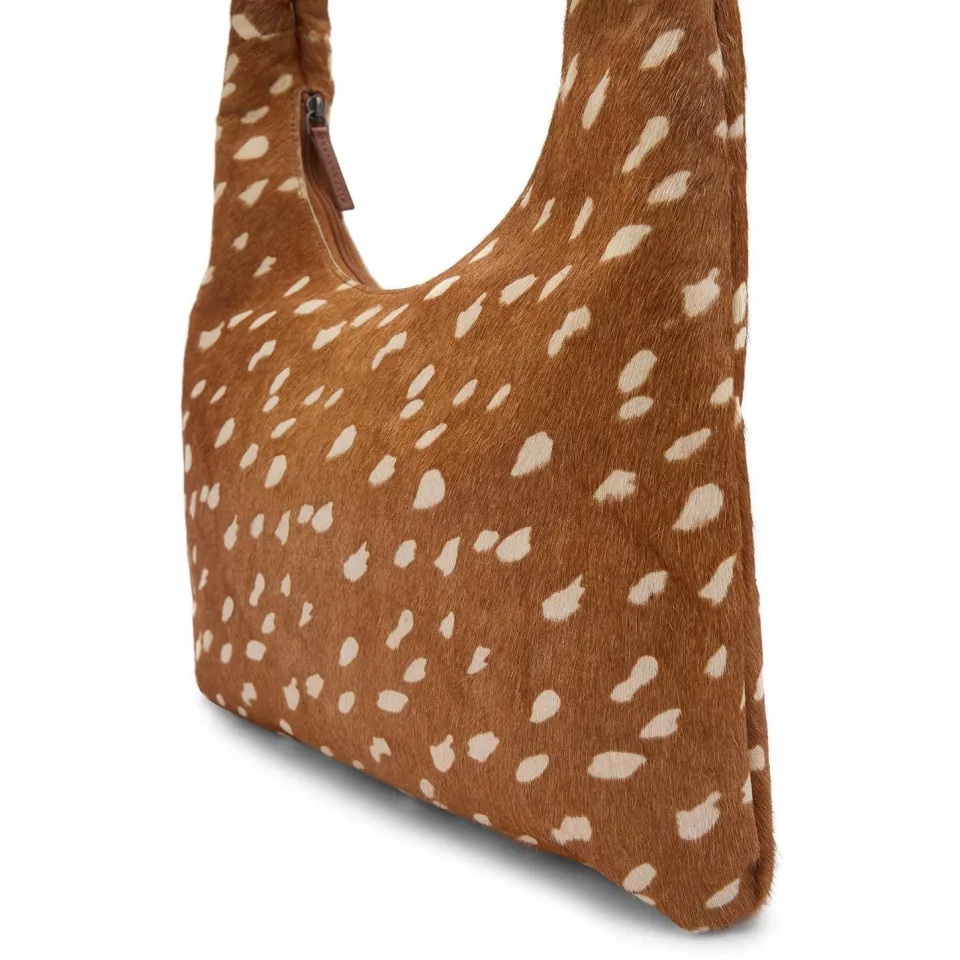 Manfield leren schoudertas met dierenprint cognac, foto 3