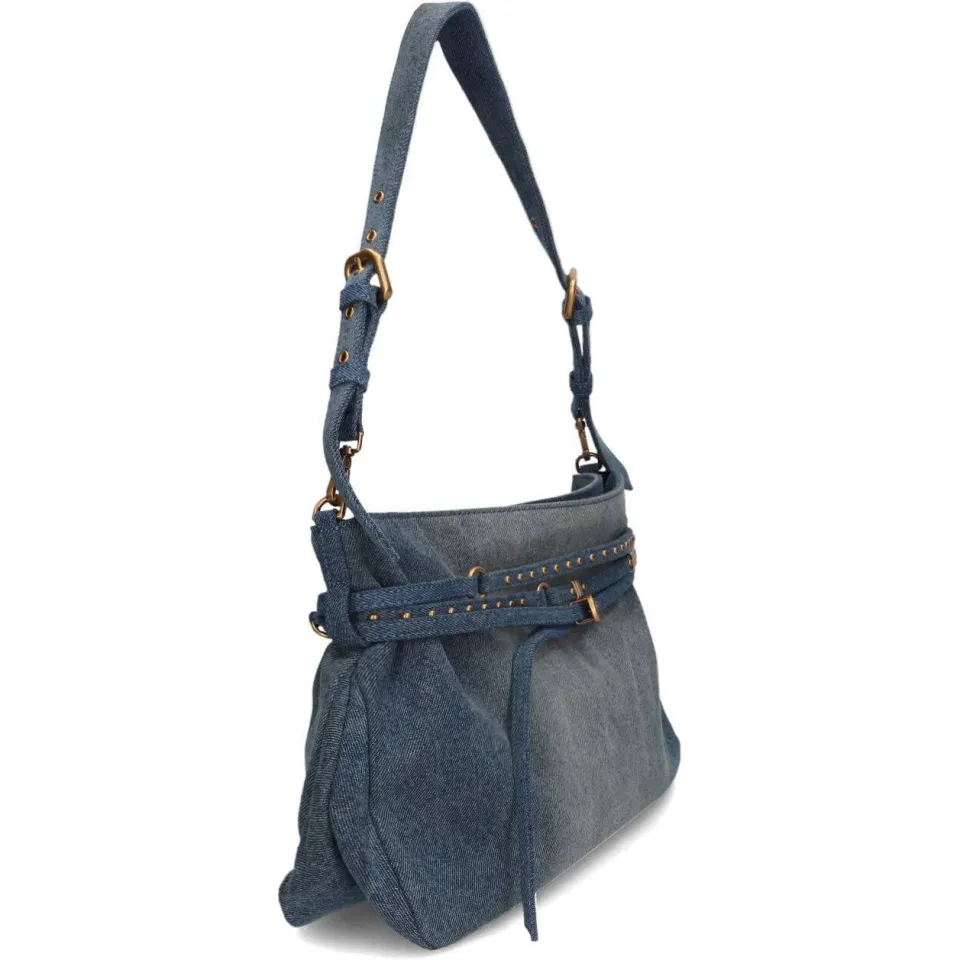 Pinko Belt Bag Big denim schoudertas blauw, foto 2