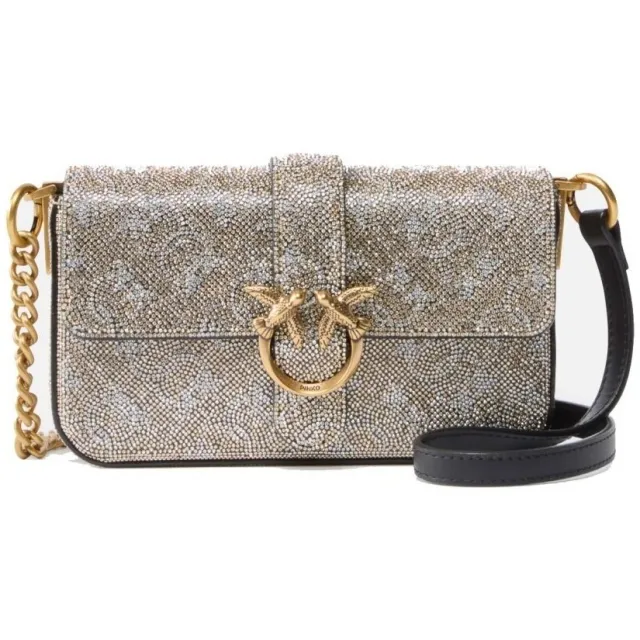 Pinko Schoudertas Pinko Love One Slouchy Baby Brons metaal