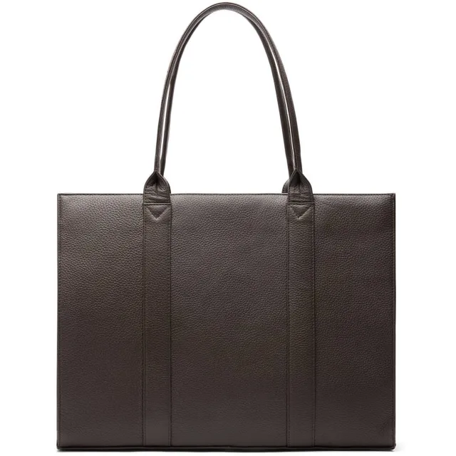 Manfield leren shopper donkerbruin 18 inch