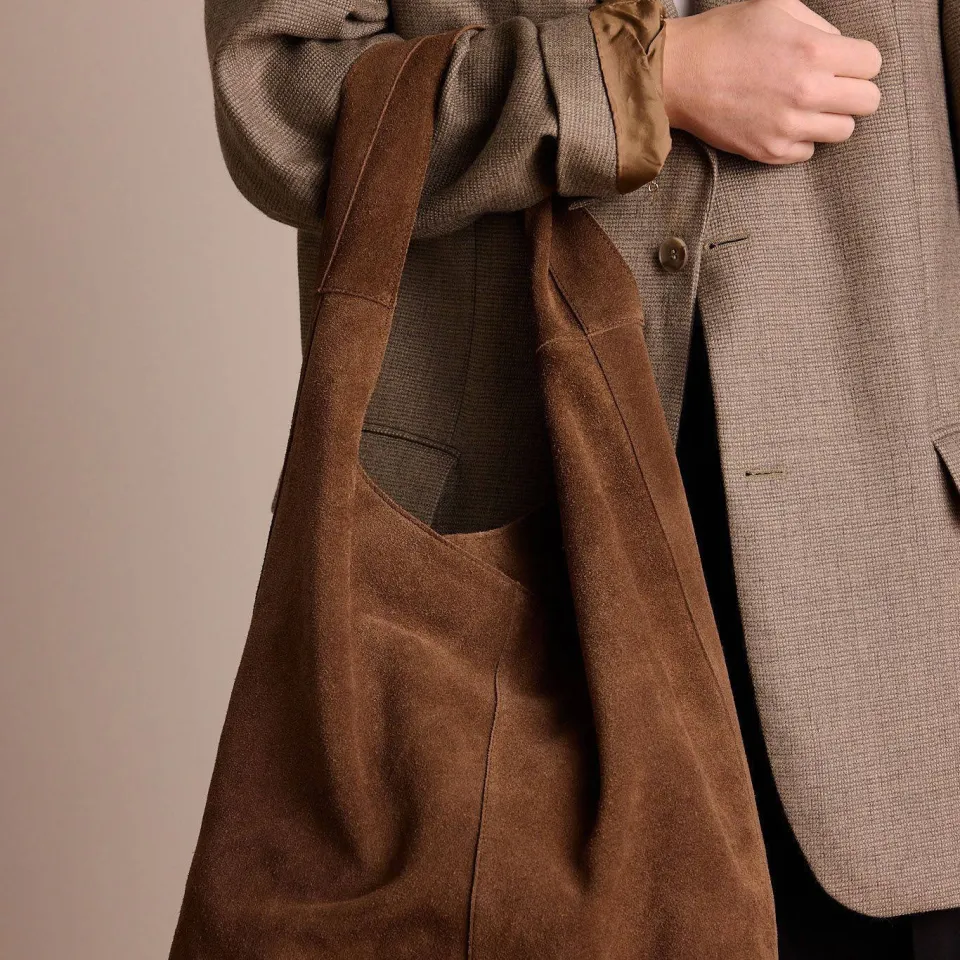 Manfield suede shopper bruin, foto 4