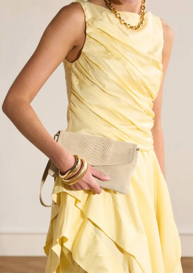 Manfield suede crossbody tas beige