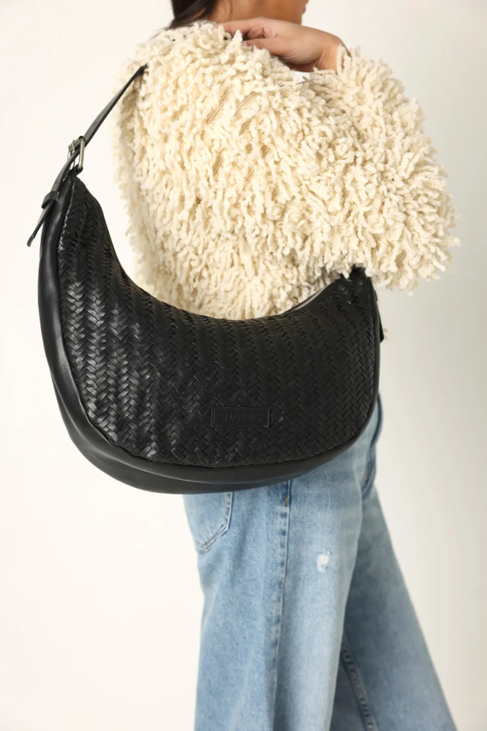 Shabbies Amsterdam Platanino Herringbone tas Zwart, foto 4