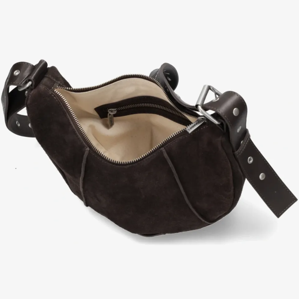 Shabbies Amsterdam PLATAMINI STUDS Shoulderbag Oiled Suede Dark Brown, foto 4