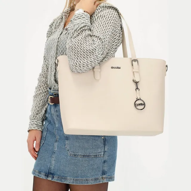 Charm London Birmingham shopper 15,6 inch laptopvak beige