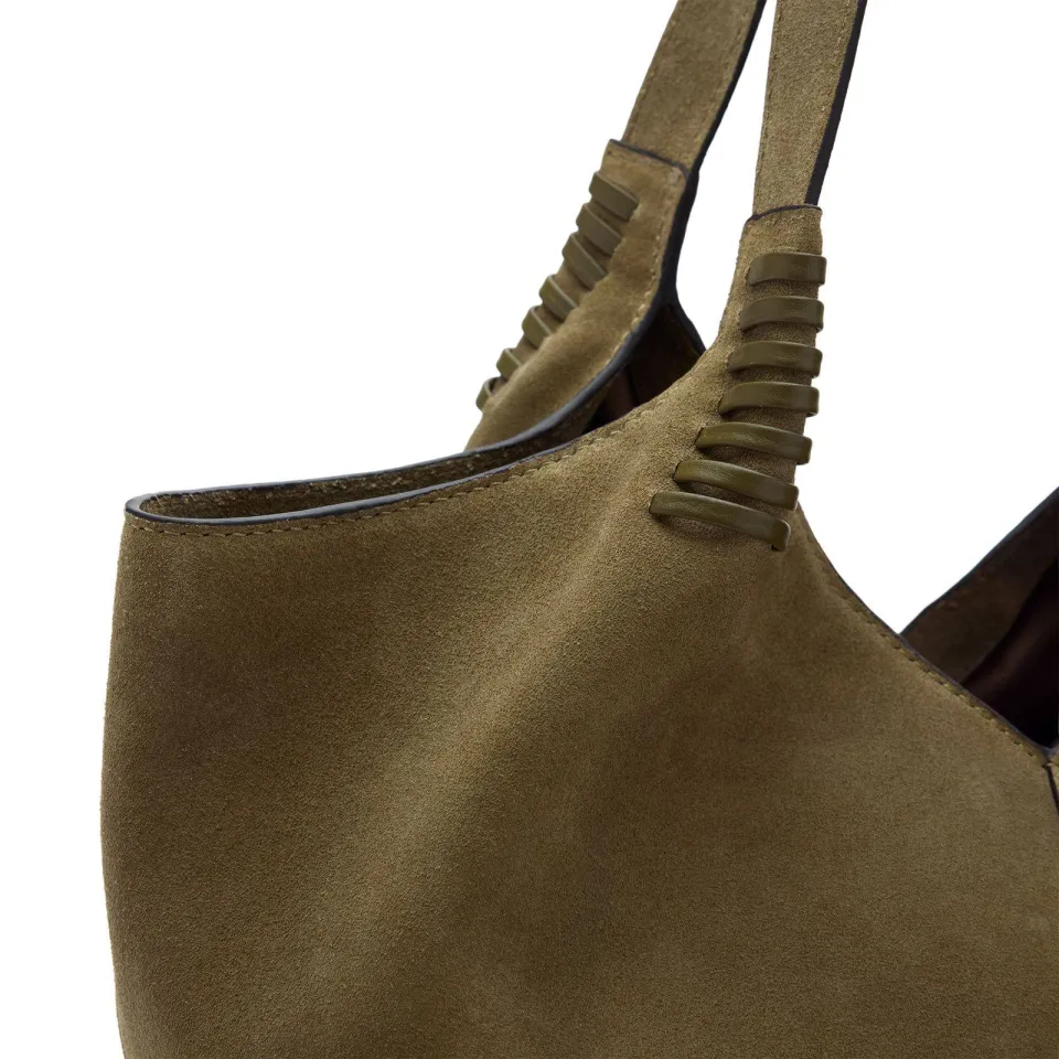 Manfield suède shopper kaki, foto 5