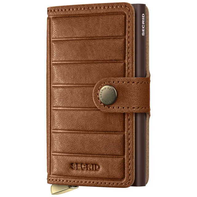 Secrid Miniwallet Emboss Lines pasjeshouder cognac