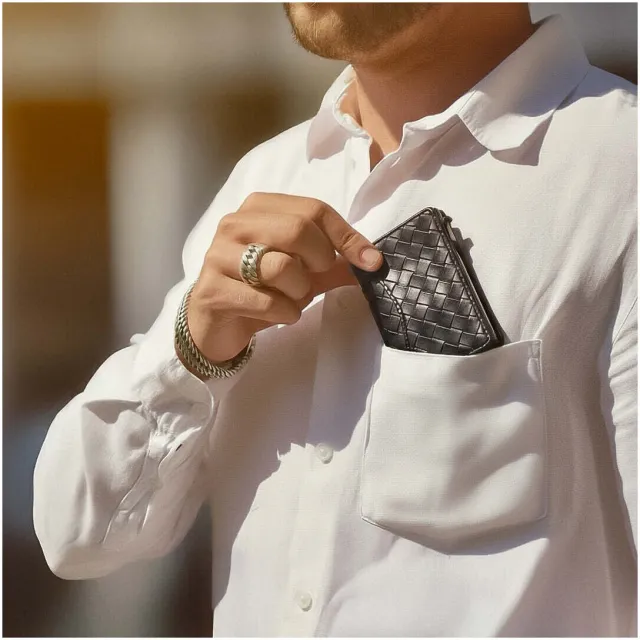 Prowallet Portemonnee Prowallet Pasjeshouder Slim Woven Zwart