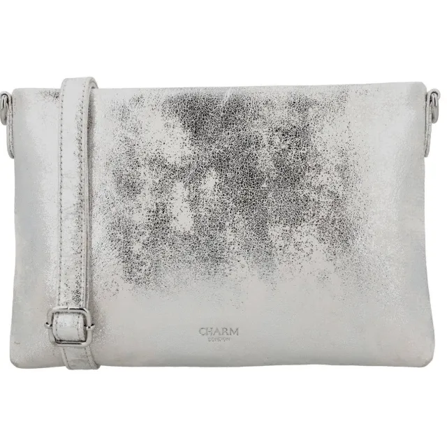 Charm London South Hill leren crossbody tas zilverkleurig