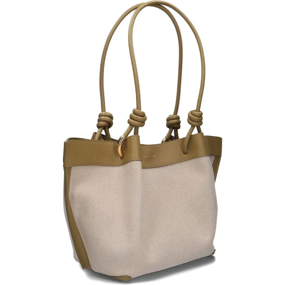 Coccinelle Finn canvas schoudertas beige, foto 3