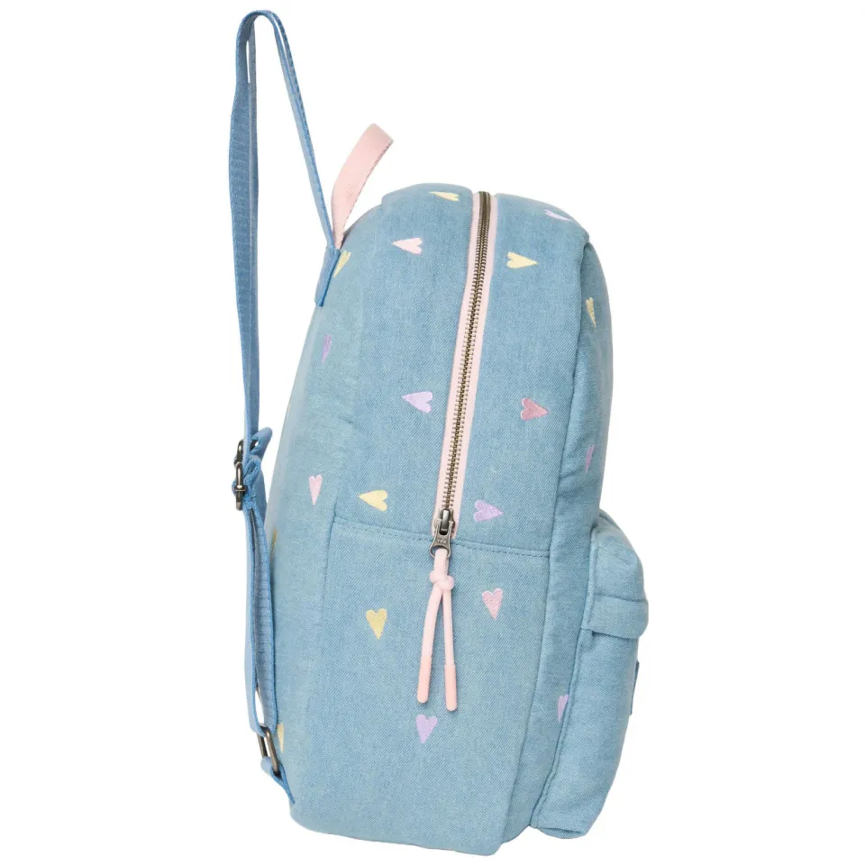Studio Noos denim midi rugzak met hartjes lichtblauw, foto 3